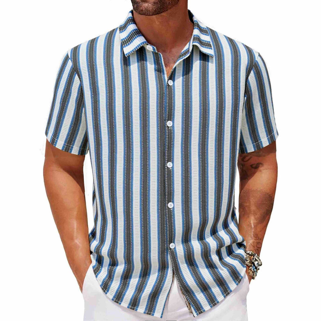 Herren Kurzarmhemd mit Streifen – Bild 2 | LuxeStyle
