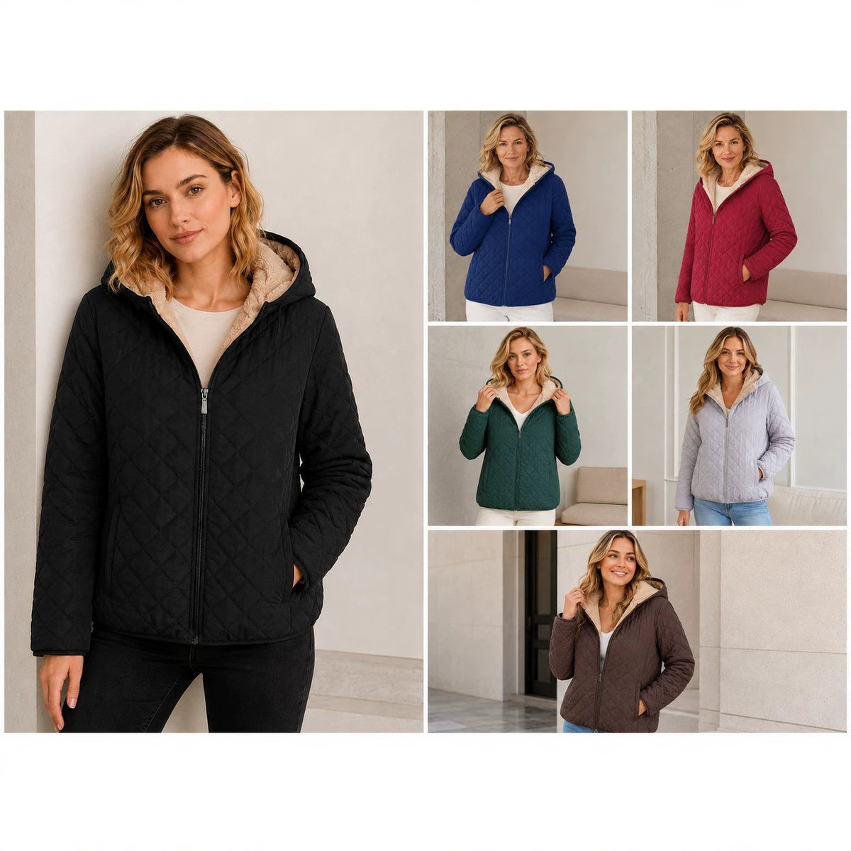 Kurzmantel mit Kapuze aus Polyester – Bild 9 | LuxeStyle