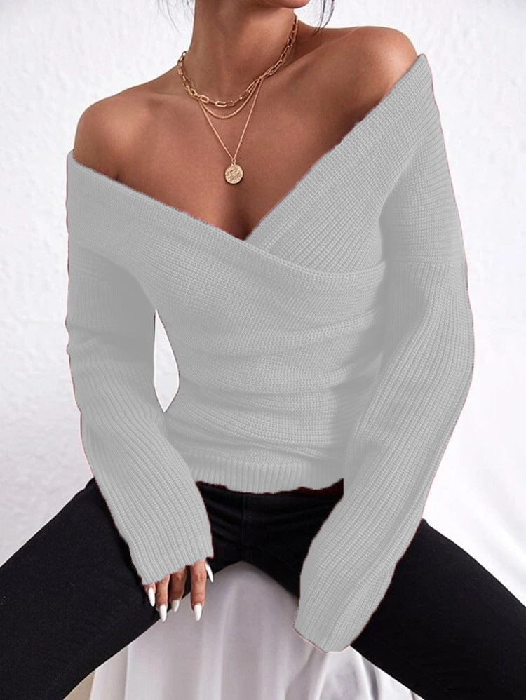 Eleganter Off-Shoulder Strickpullover