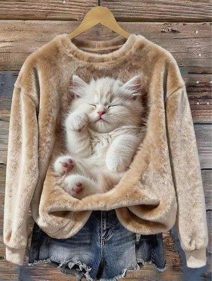 Kapuzen-Sweatshirt aus Flanell mit 3D-Effekt