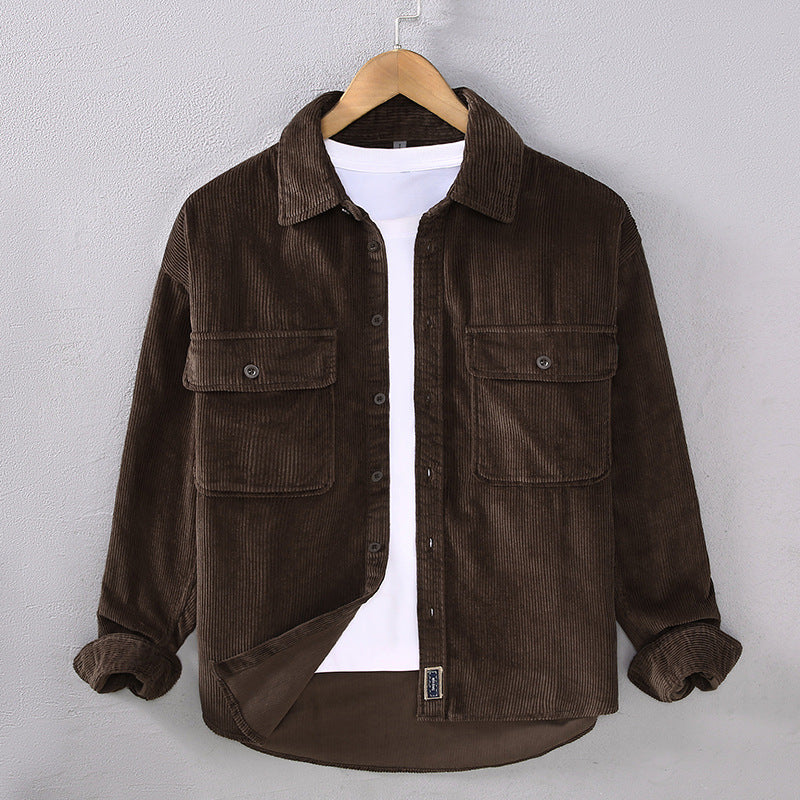 Lockeres Männershirt aus Cord – japanischer Retro-Stil | LuxeStyle