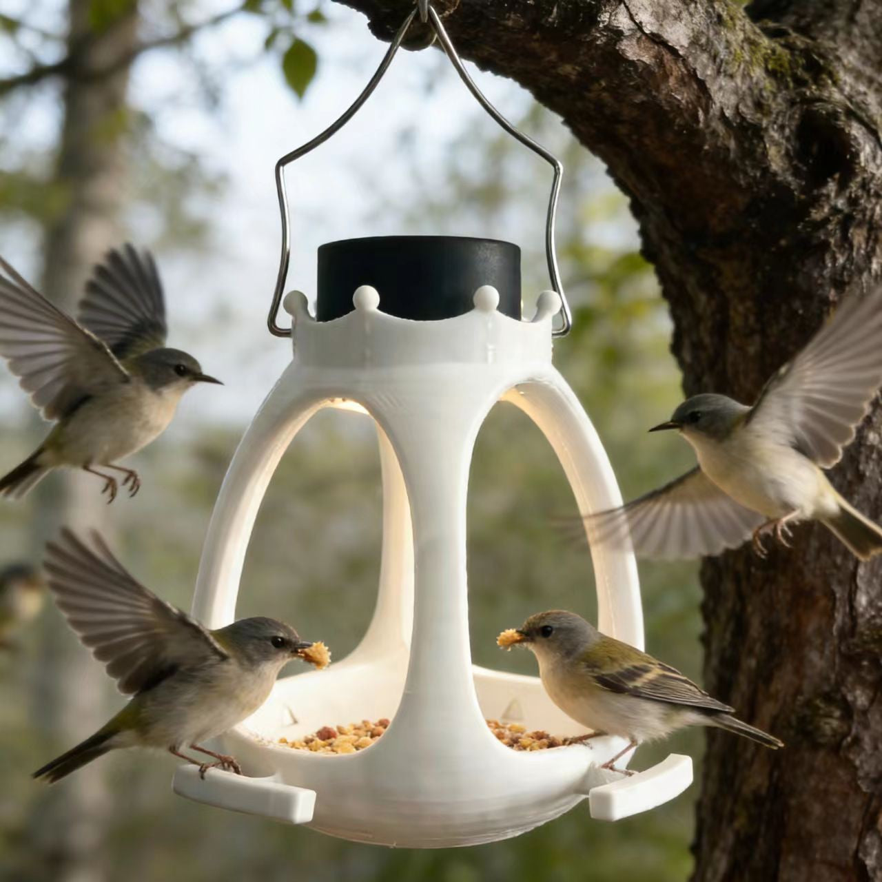 Solar-Vogelfutterhaus mit Kronen-Design