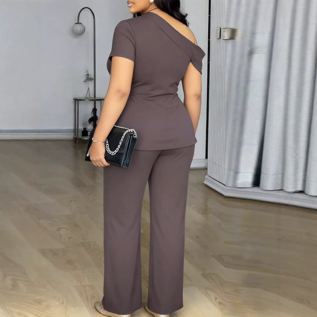 Off-Shoulder Top & High-Waist Hose Set