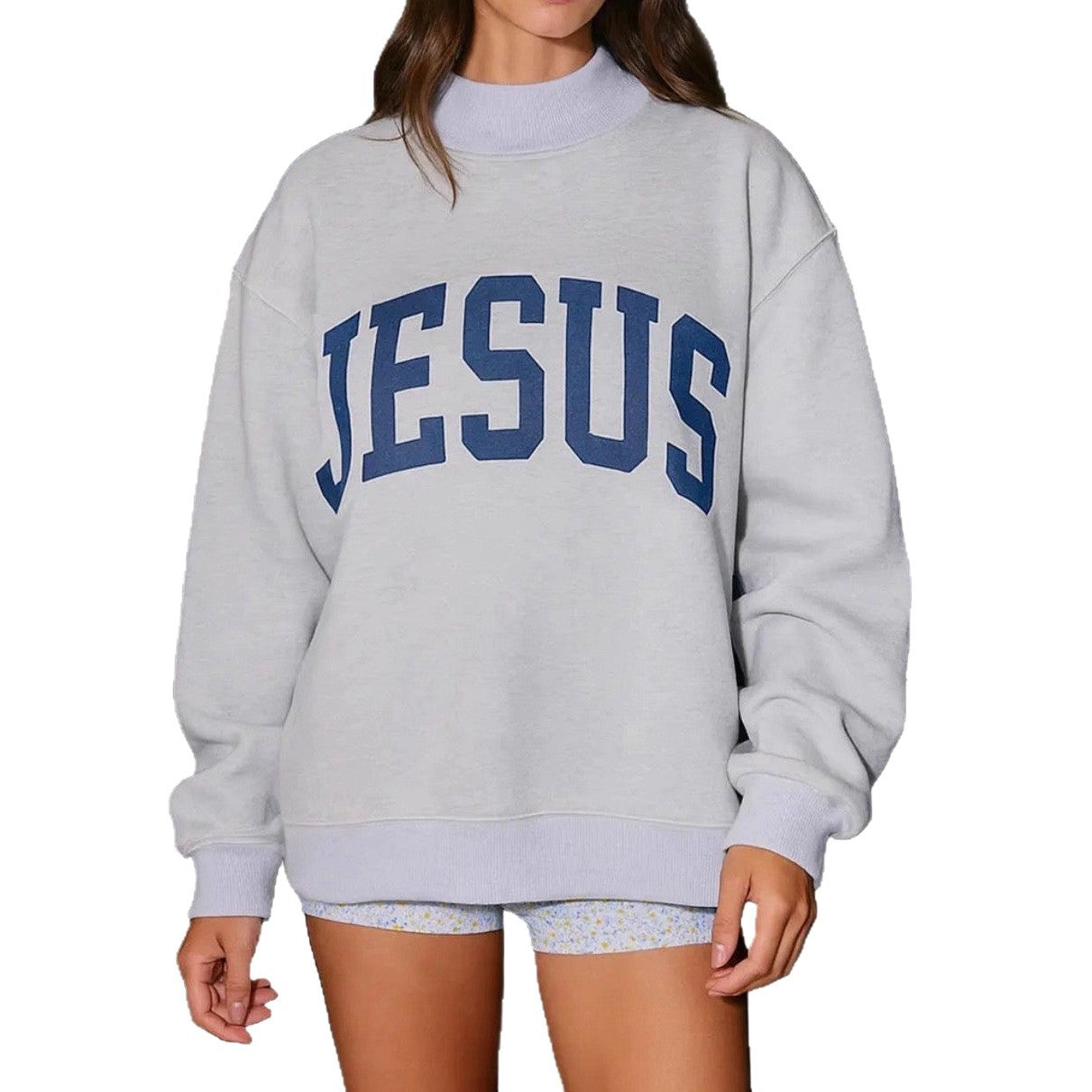 Bedrucktes Langarm-Sweatshirt mit Rundhals