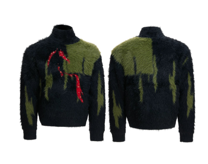 Pullover mit Fuchs-Faux-Fur-Kontrast