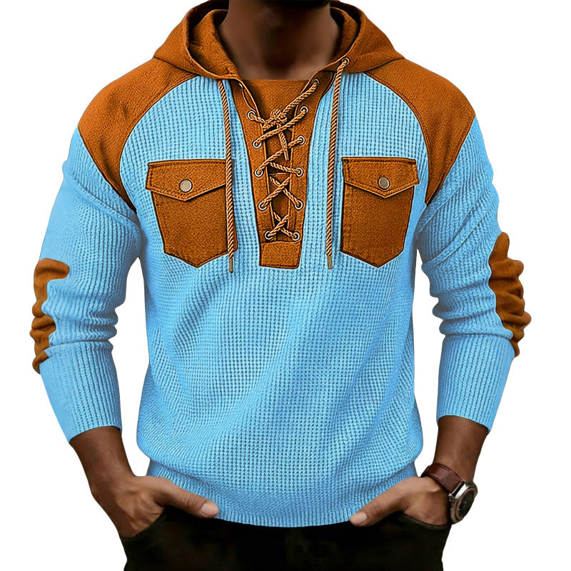 Herren Hoodie Langarm Waffel-Webung