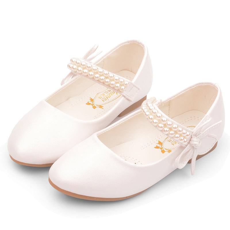Weisse Lederflats für Mädchen