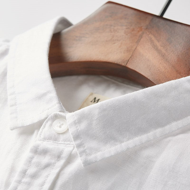 Leinenhemd mit Kurzarm und Stehkragen – Bild 7 | LuxeStyle