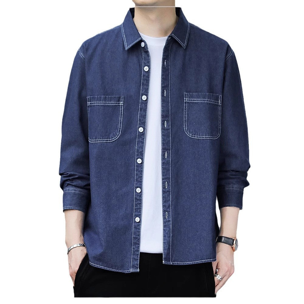 Männliches Denim Shirt mit langen Ärmeln | LuxeStyle