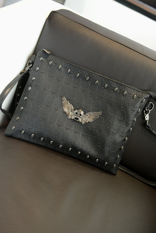 Schwarze Schultertasche mit Gürtelschnalle – Bild 3 | LuxeStyle