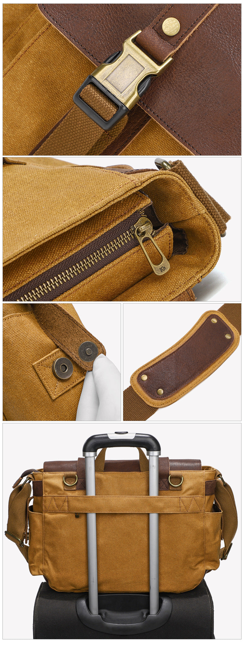 Waxed Canvas Schultertasche – Bild 8 | LuxeStyle