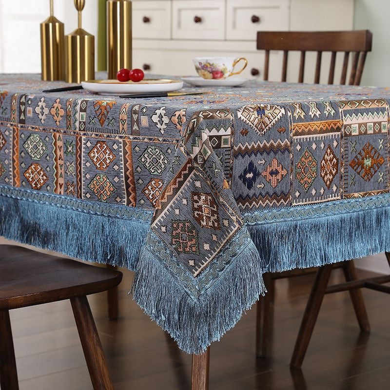 Tischdecke aus Chenille mit geometrischem Muster – Bild 3 | LuxeStyle