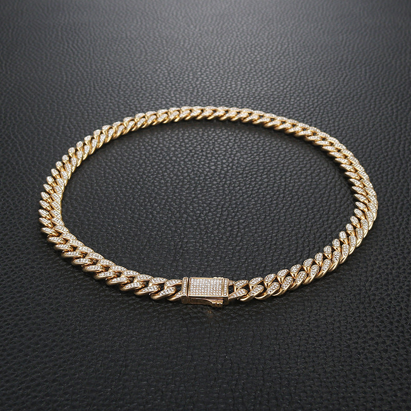 Kubanische Gliederkette mit Strasssteinen