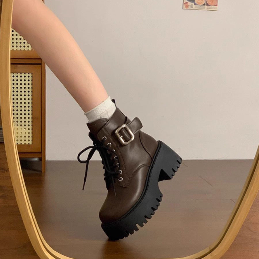 Damen Stiefel mit Schnürung und Plateau