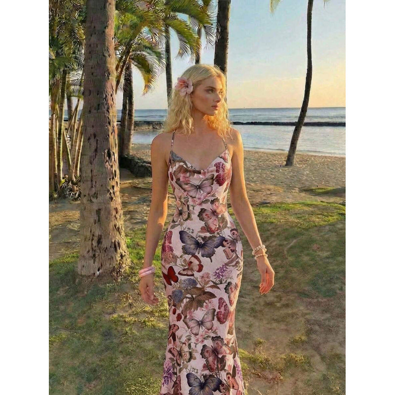 Blumen-Maxikleid «Fleurette» – Neckholder mit Fishtail