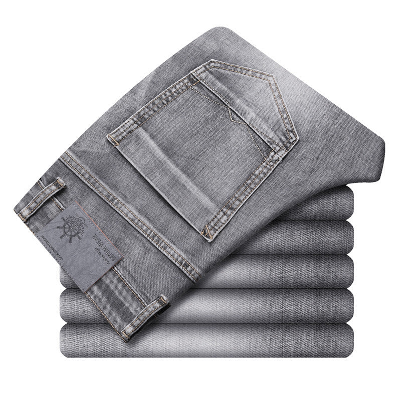 Herren-Retro Stretchhose Gerade Dunkelgrau