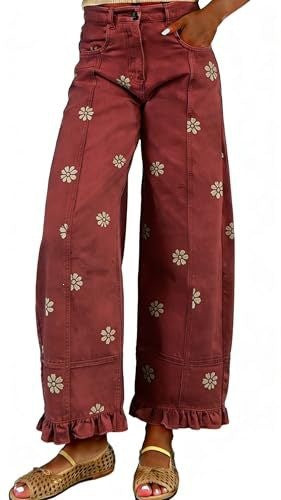 Blumenprint Wide-Leg Hose im Vintage-Stil