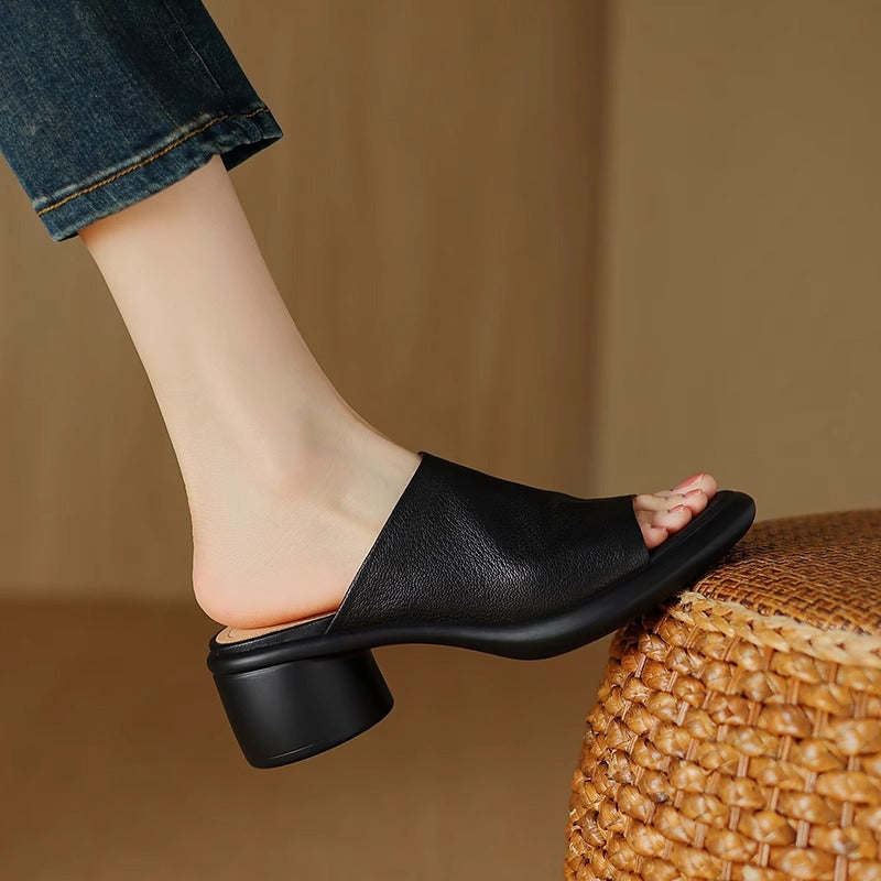 Leder-Plateau-Pantoletten mit hohem Absatz – Bild 2 | LuxeStyle