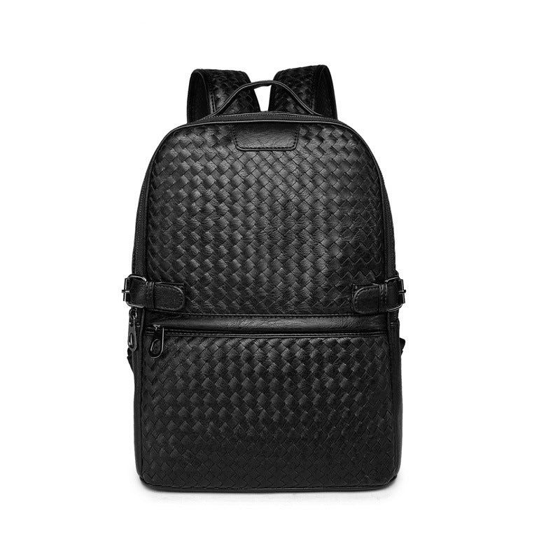 Rucksack aus Kunstleder, geflochten, schwarz – Bild 8 | LuxeStyle