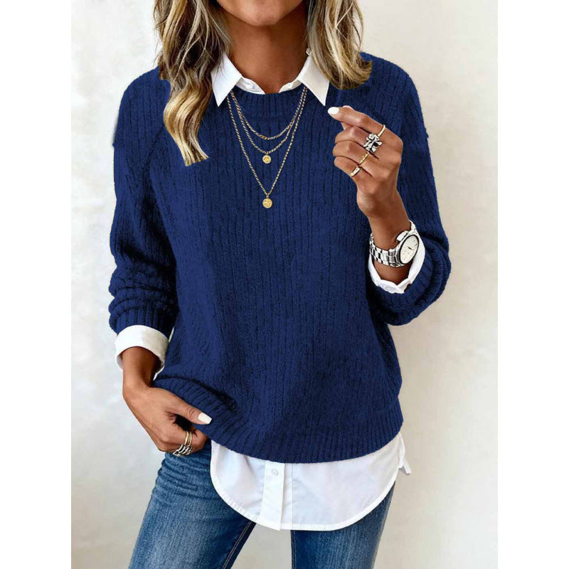 Freizeit-Pullover mit Rundhals und langen Ärmeln
