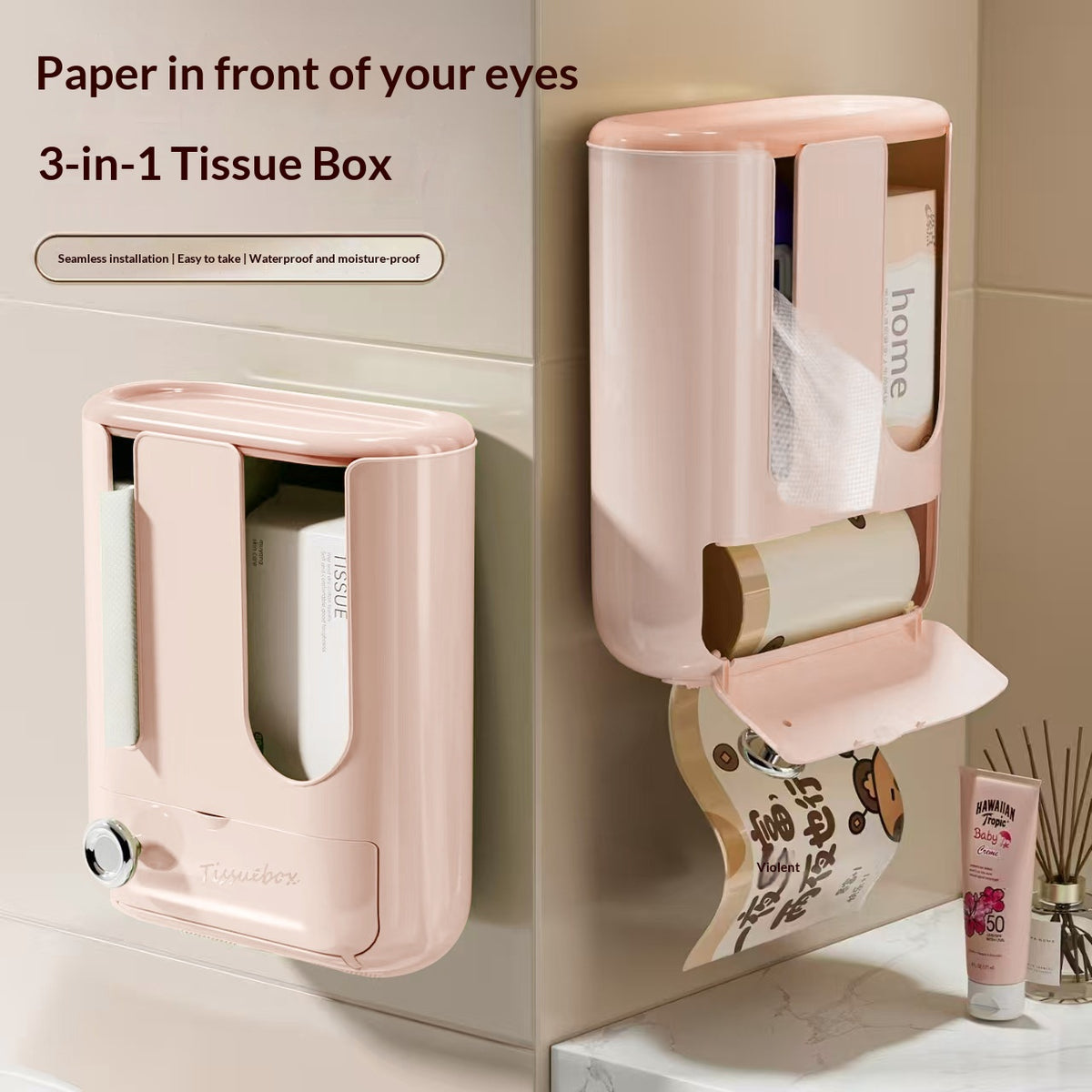 Wandhalterung 3-in-1 Taschentuch- und Aufbewahrungsbox – Bild 8 | LuxeStyle