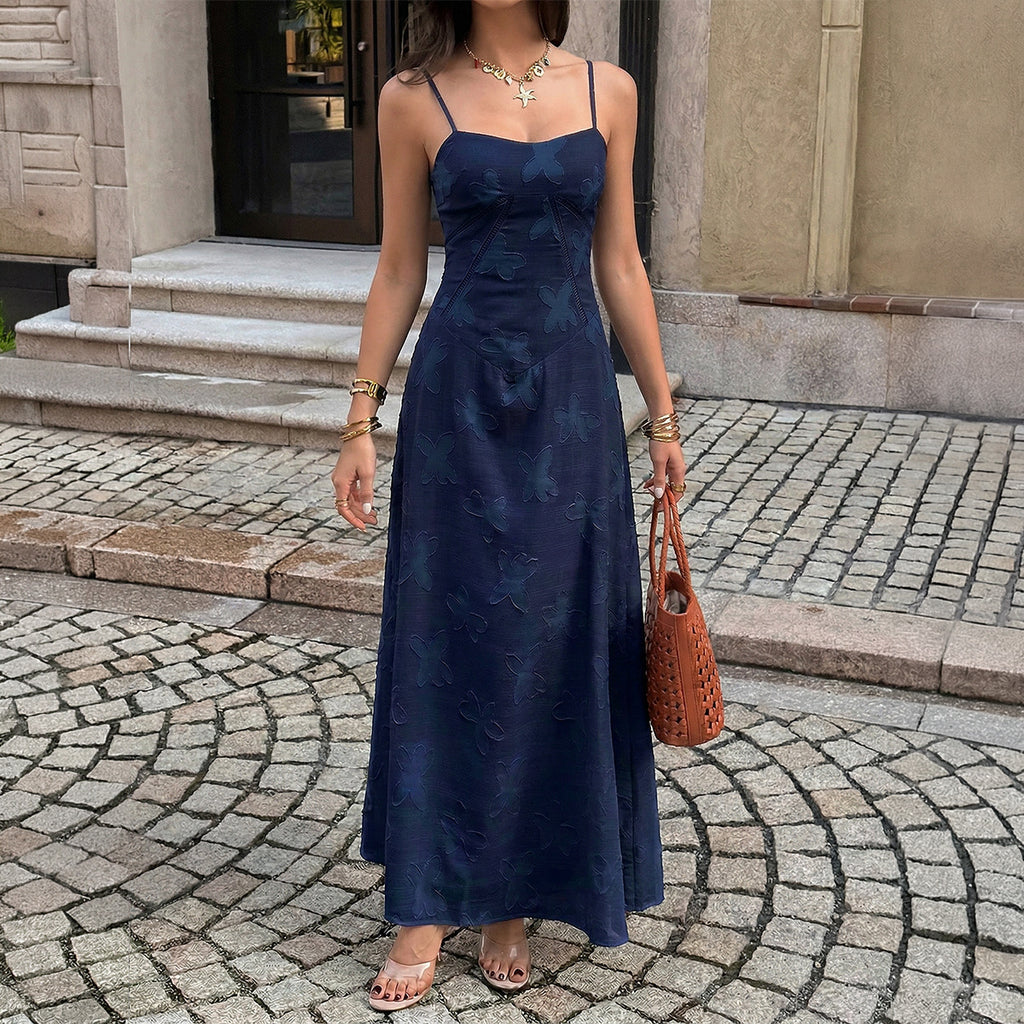 Jacquard A-Linien Kleid mit Taillengürtel – Bild 4 | LuxeStyle