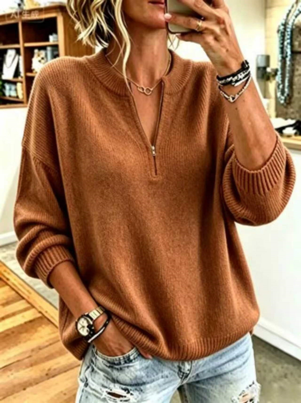 Half-Zip Pullover im Koreanischen Stil – Bild 5 | LuxeStyle