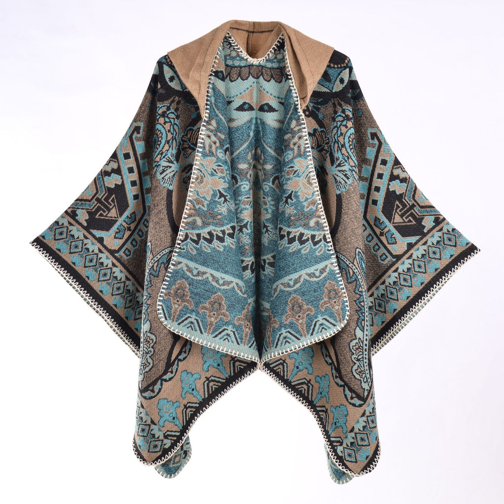 Kapuzencape mit Jacquardmuster – Bild 12 | LuxeStyle