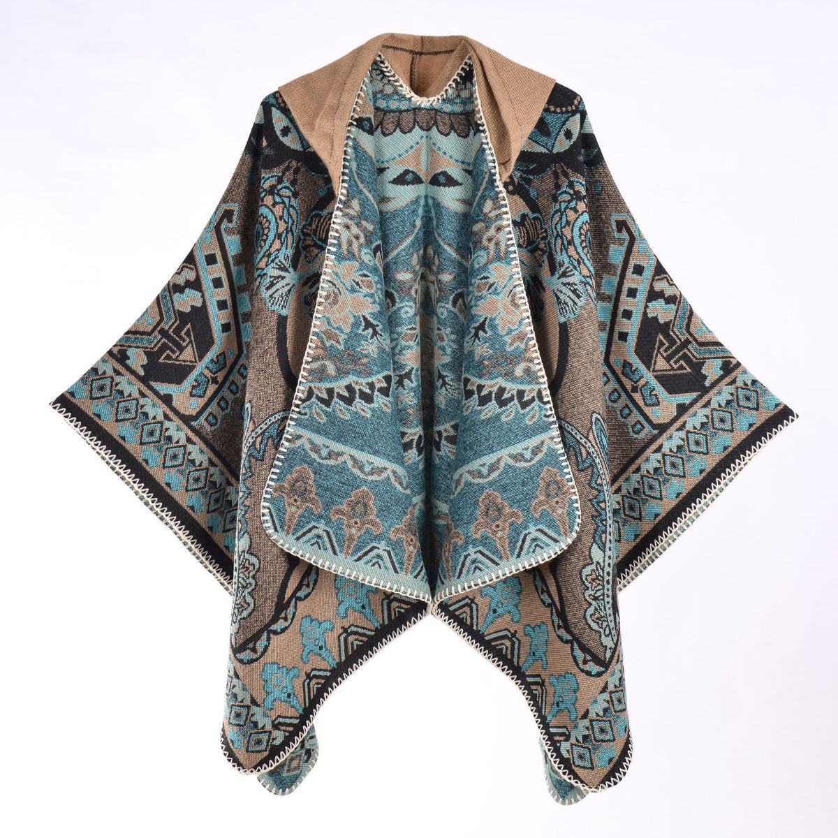 Kapuzencape mit Jacquardmuster – Bild 12 | LuxeStyle