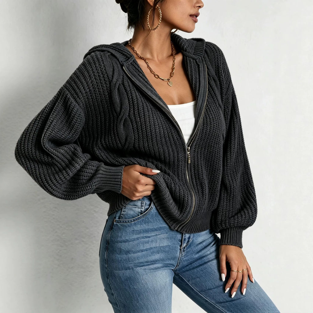 Hooded Cardigan aus Strick