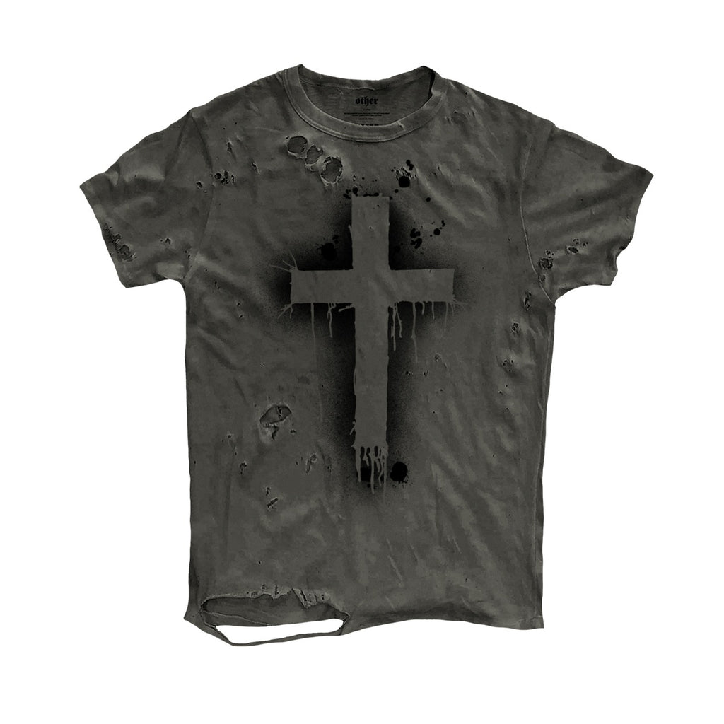 Y2K-Style Kurzarm-T-Shirt mit Kreuz-Design Herren