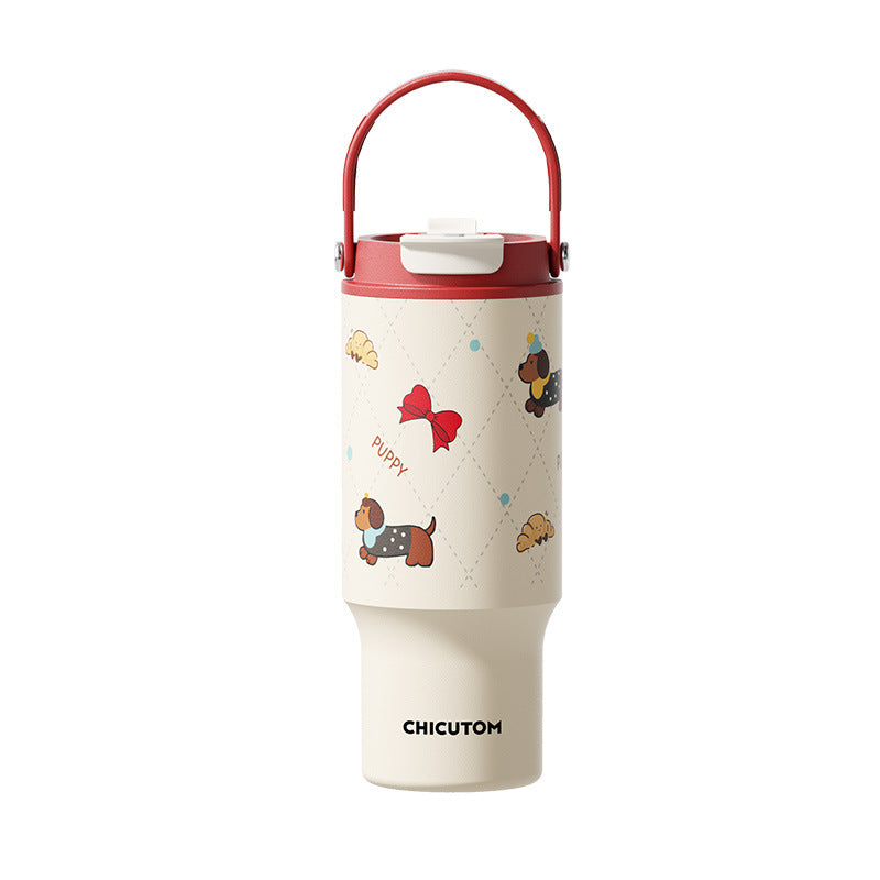 Thermobecher mit Henkel und Strohhalm, 780 ml
