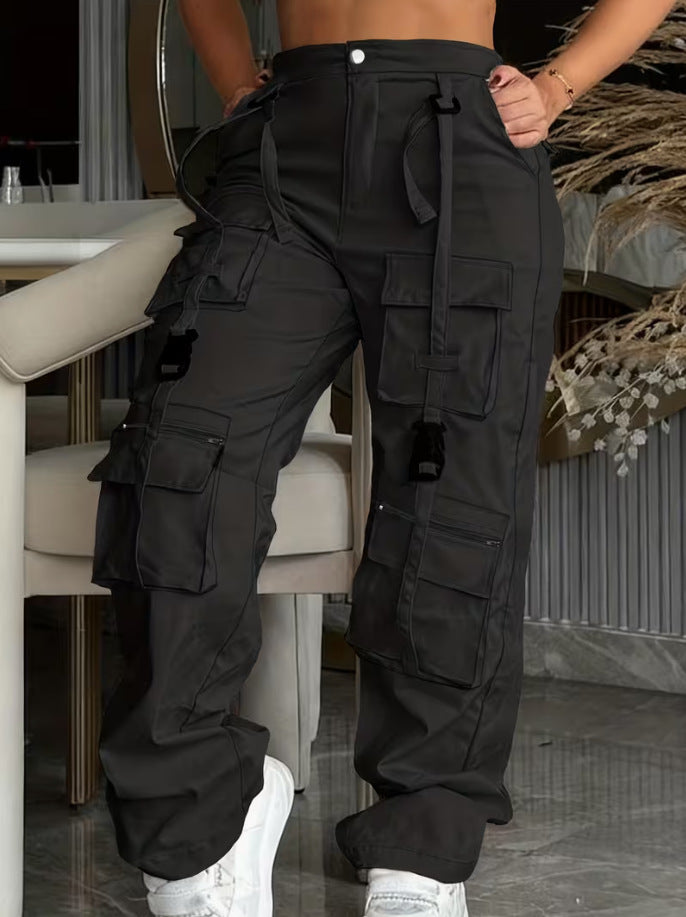 Freizeit-Hose mit weitem Bein – Schwarz