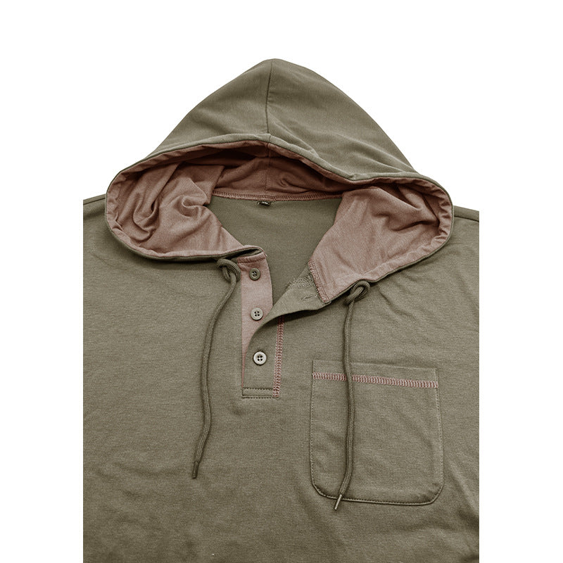 Herren Langarmshirt Henley mit Kapuze – Bild 5 | LuxeStyle