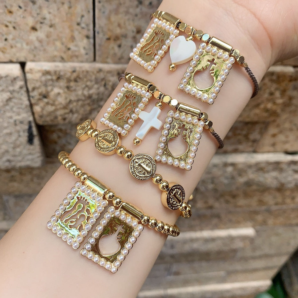 Herz-Kreuz-Muschel-Armband