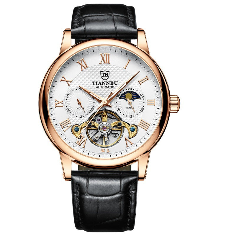 Automatische Herrenuhr mit Lederarmband – Bild 4 | LuxeStyle