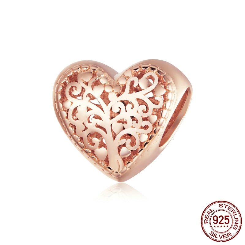 S925 Silber Lebensbaum Herz-Bead
