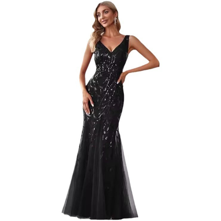 Formelles Paillettenkleid mit Doppel-V-Halsausschnitt – Bild 15 | LuxeStyle