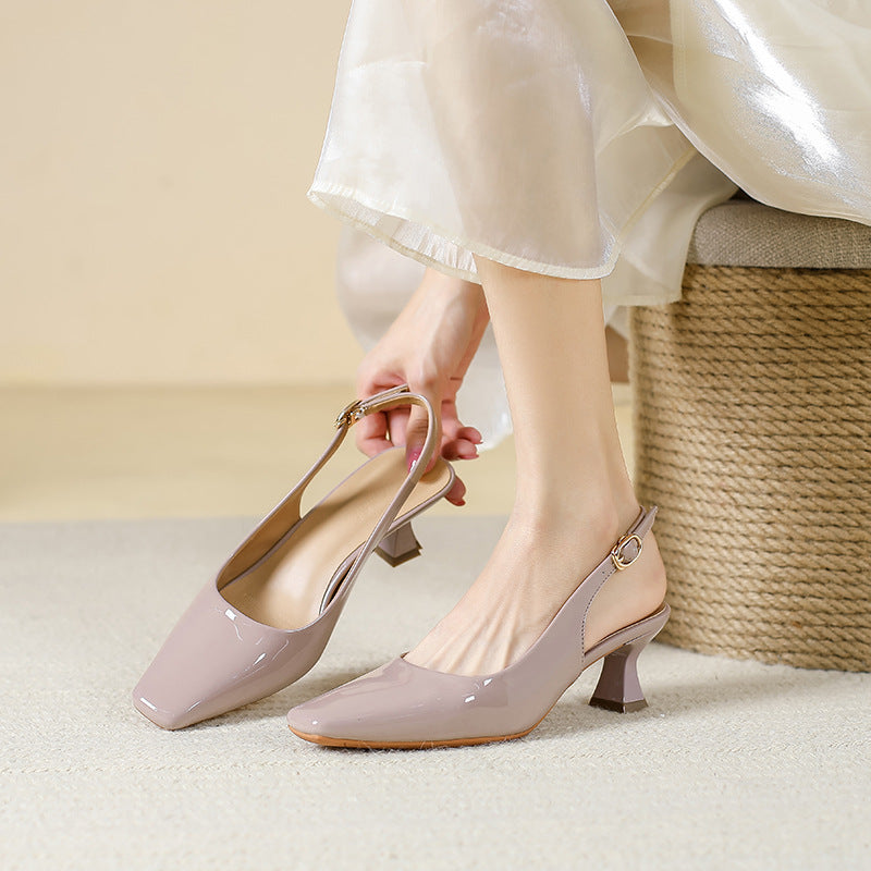 Schwarze französische Sandalen mit Patentleder – Bild 5 | LuxeStyle