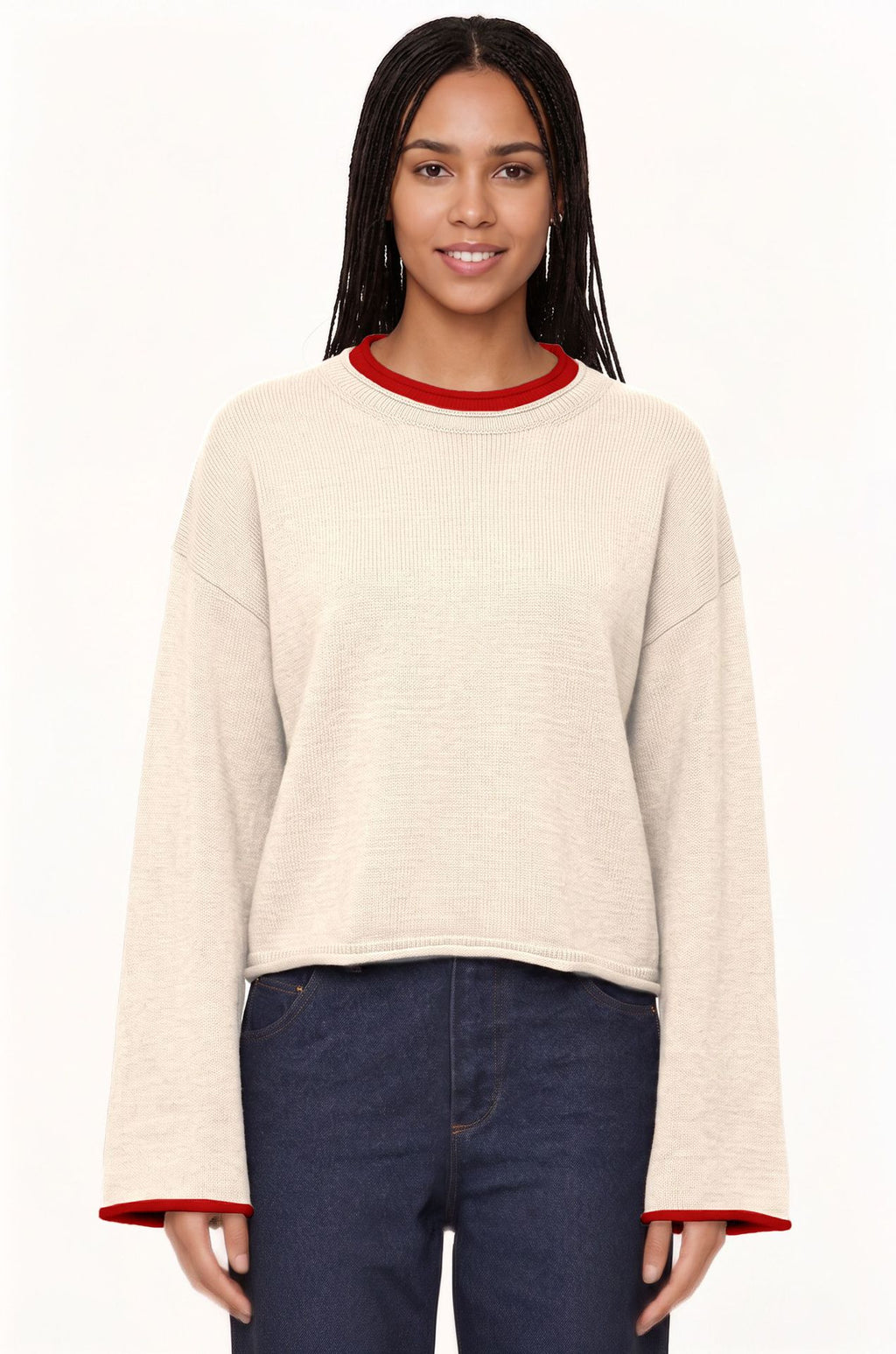 Pullover Sweater im Color-Block-Design