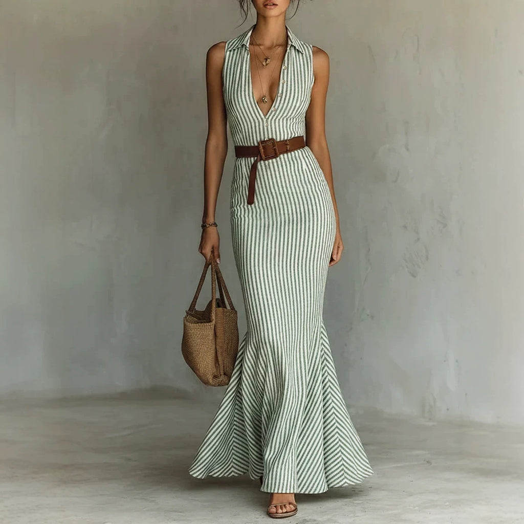 Elegantes V-Neck Kleid mit Gürtel