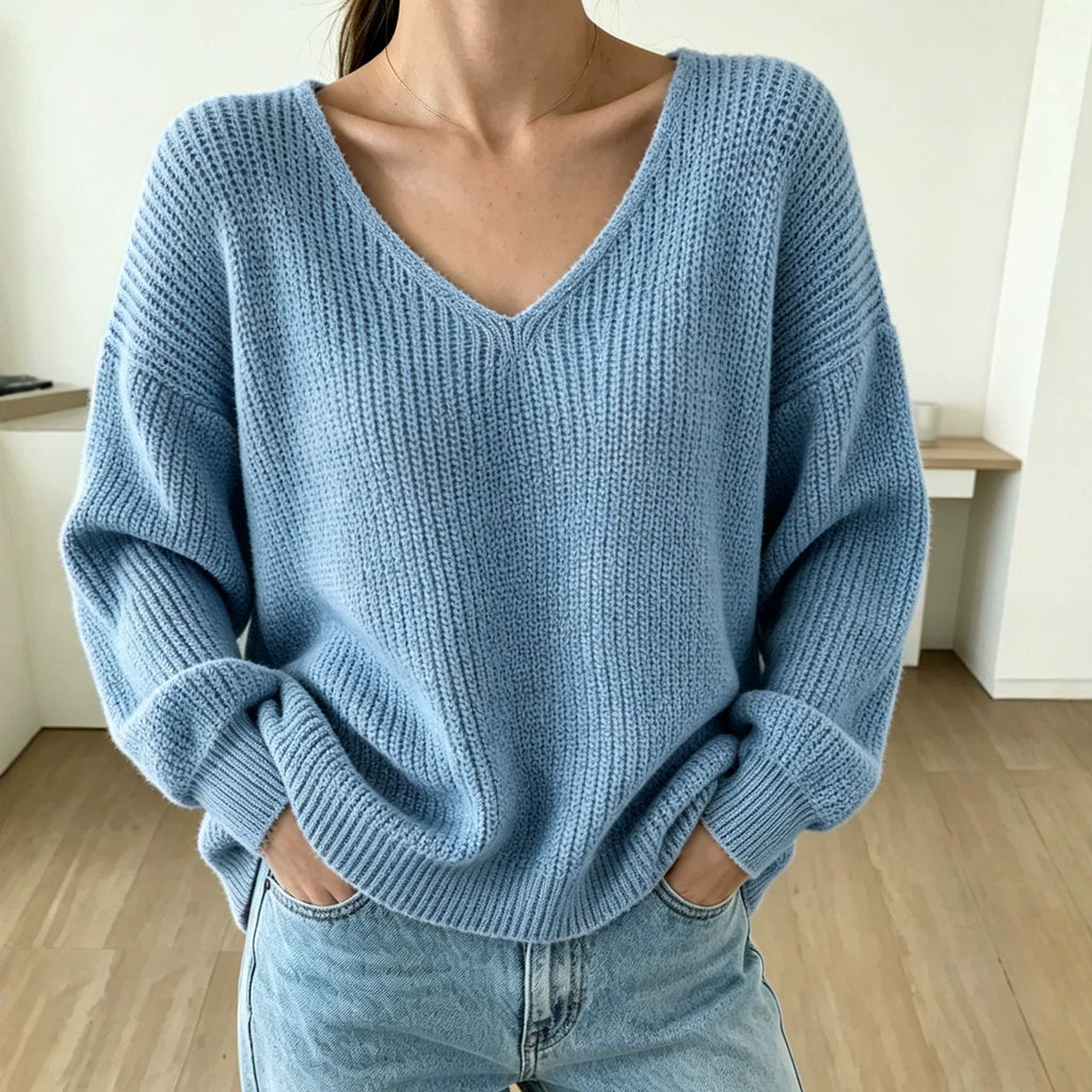 V-Neck Pullover Sweater für Damen