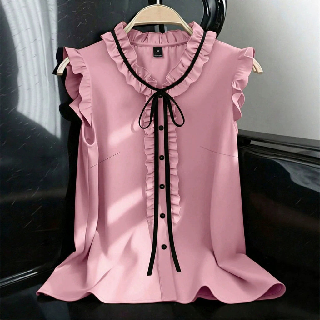 Ärmellose Bluse mit V-Ausschnitt und Schnürung