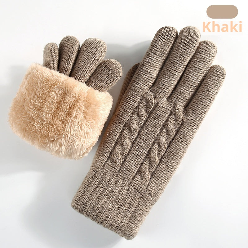 Gefütterte Strickhandschuhe mit Touchscreen-Funktion