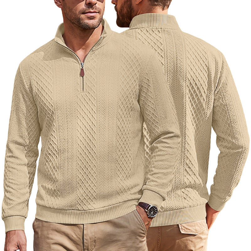 Jacquard-Pullover mit Reissverschluss und Revers – Bild 3 | LuxeStyle