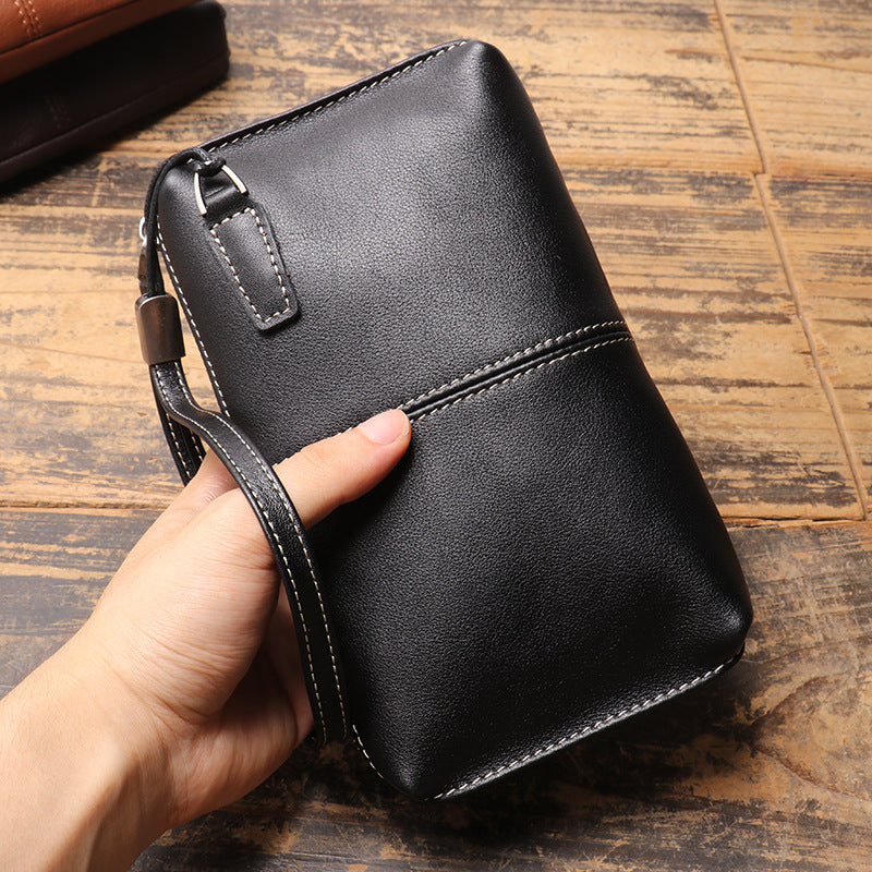 Herren-Leder-Clutch mit Reißverschluss