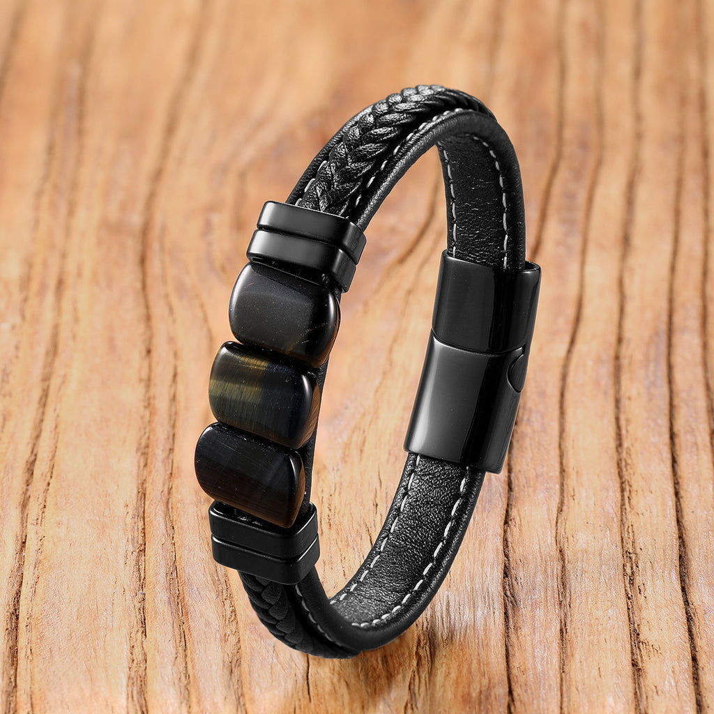 Geflochtenes Lederarmband mit Magnetverschluss – Bild 3 | LuxeStyle