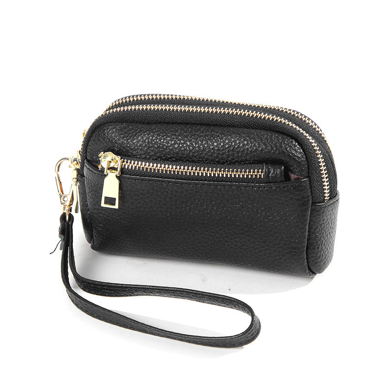 Minimalistische Leder-Münztasche mit drei Reissverschlüssen – Bild 8 | LuxeStyle
