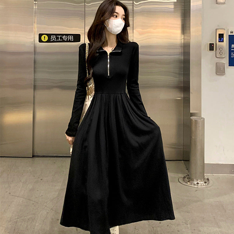 Schwarzes Langarm-Kleid im Retro-Stil | LuxeStyle