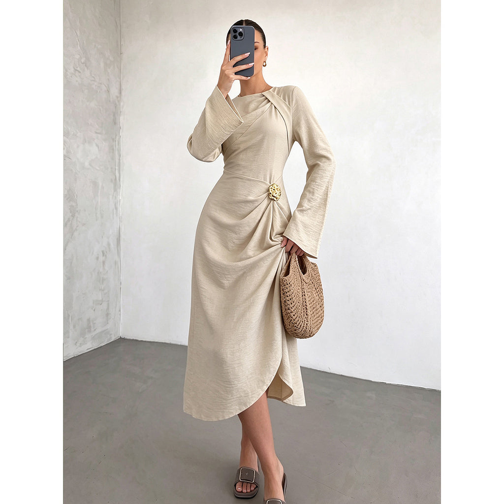 A-Linien Kleid mit Blumen-Ausschnitt, hohe Taille – Bild 10 | LuxeStyle